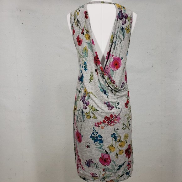 Gray Floral Rachel Roy Knit Open Back Dress Large - Picture 5 of 7